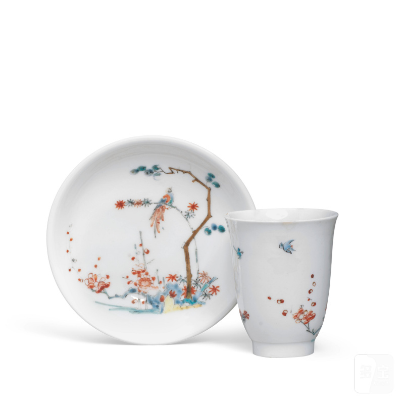 A Dutch-decorated early Meissen beaker and saucer, circa 1720-30 - 图4